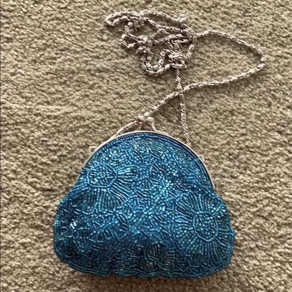 Cache Handbags - Cache turquoise beaded evening bag.